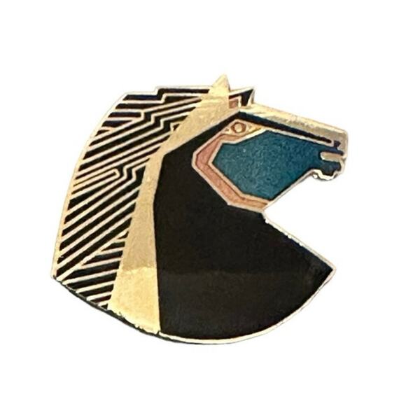 Vintage 90s Laurel Burch Enamel Wild Stallion Horse Gold Tone Pin Brooch pin - Picture 1 of 3